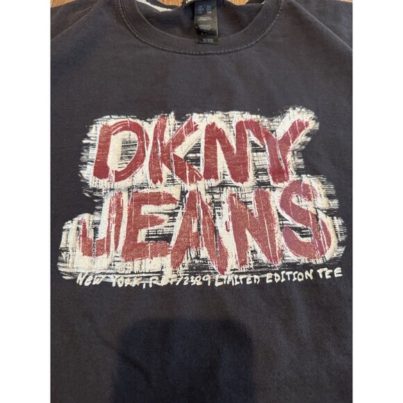 VTG DKNY Jeans T-Shirt Y2K Mall Cyber Style Skate Grunge Abstract Graffiti XXL - Picture 2 of 5